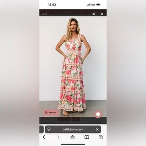 Baltic Born Pink and Green Floral Maxi Dress